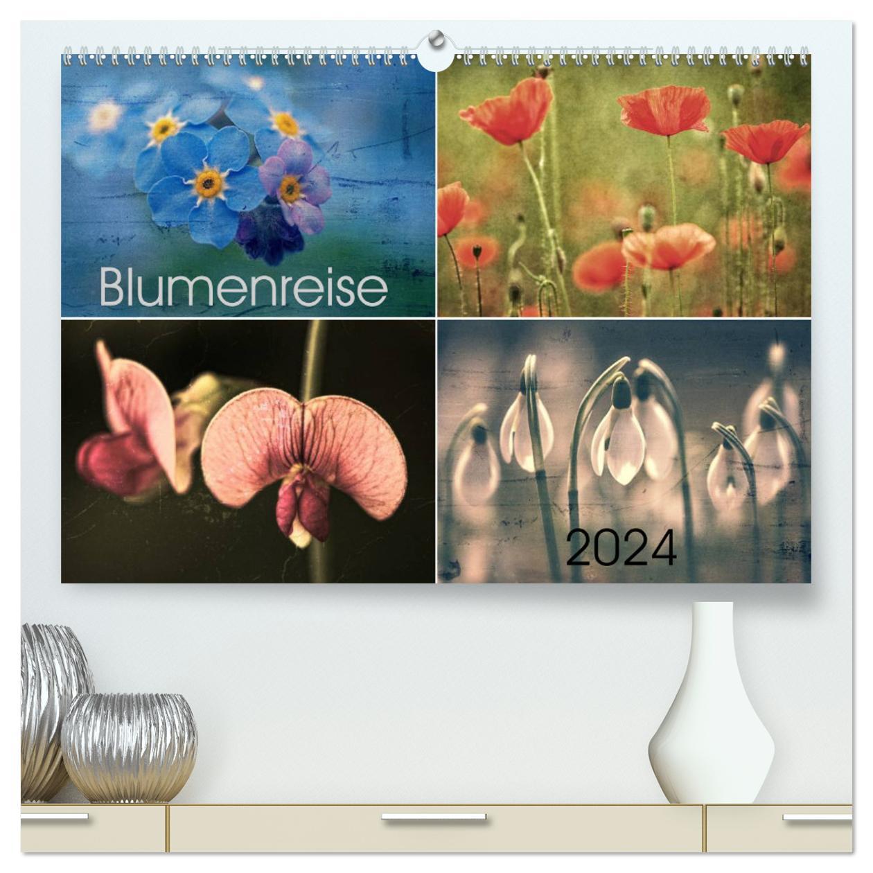Calendar / Agendă Blumenreise 2024 (hochwertiger Premium Wandkalender 2024 DIN A2 quer), Kunstdruck in Hochglanz Hernegger Arnold Joseph