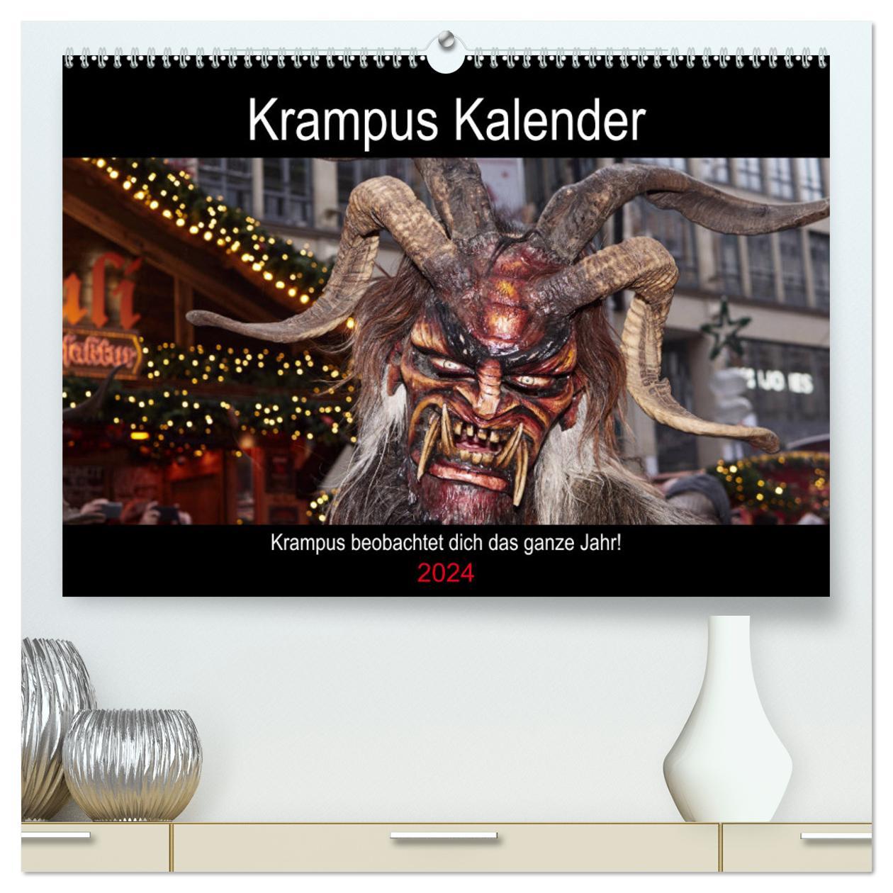 Naptár/Határidőnapló Krampus Kalender 2024 (hochwertiger Premium Wandkalender 2024 DIN A2 quer), Kunstdruck in Hochglanz Christian Mueller