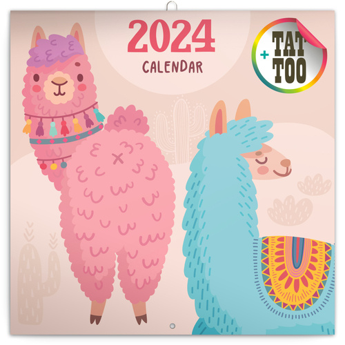 Naptár/Határidőnapló Šťastné lamy 2024 - nástěnný kalendář 
