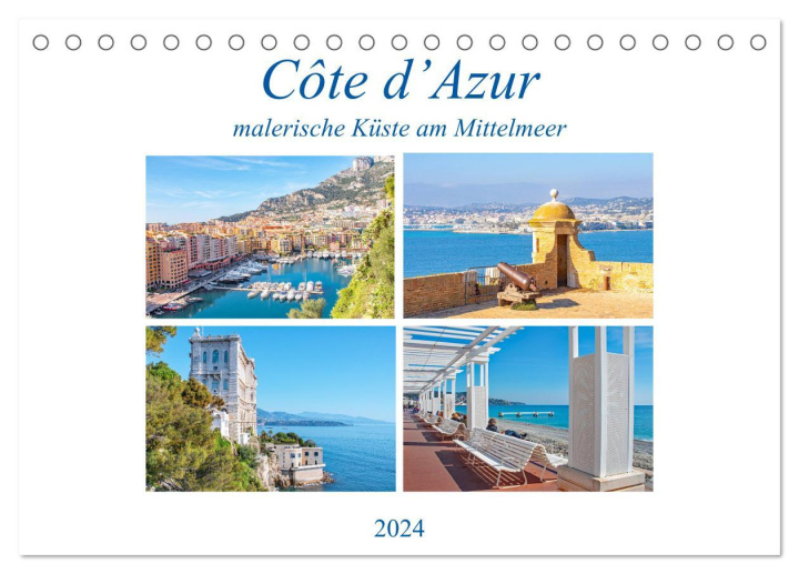 Calendar / Agendă Côte d'Azur - malerische Küste am Mittelmeer (Tischkalender 2024 DIN A5 quer), CALVENDO Monatskalender Nina Schwarze
