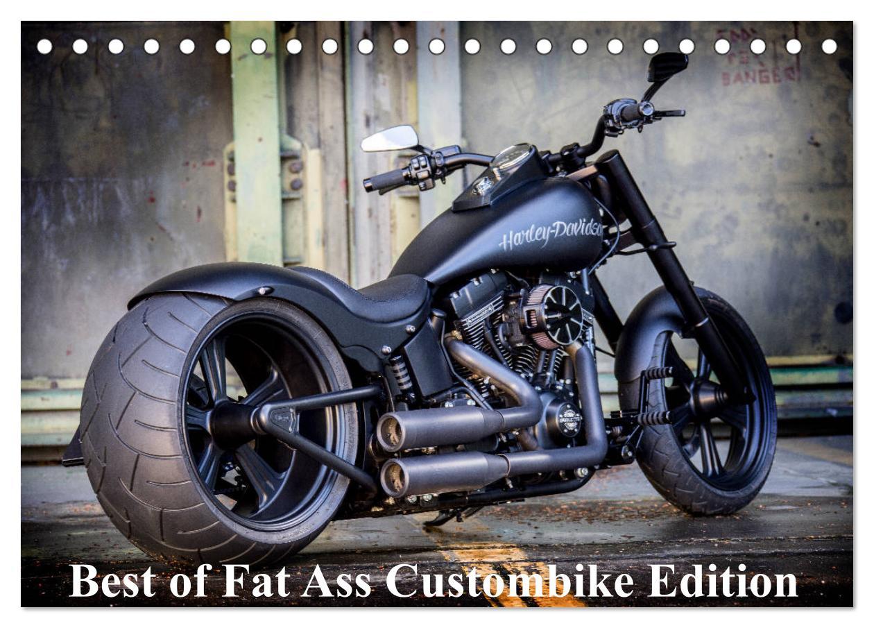 Kalendarz/Pamiętnik Exklusive Best of Fat Ass Custombike Edition, feinste Harleys mit fettem Hintern (Tischkalender 2024 DIN A5 quer), CALVENDO Monatskalender Volker Wolf