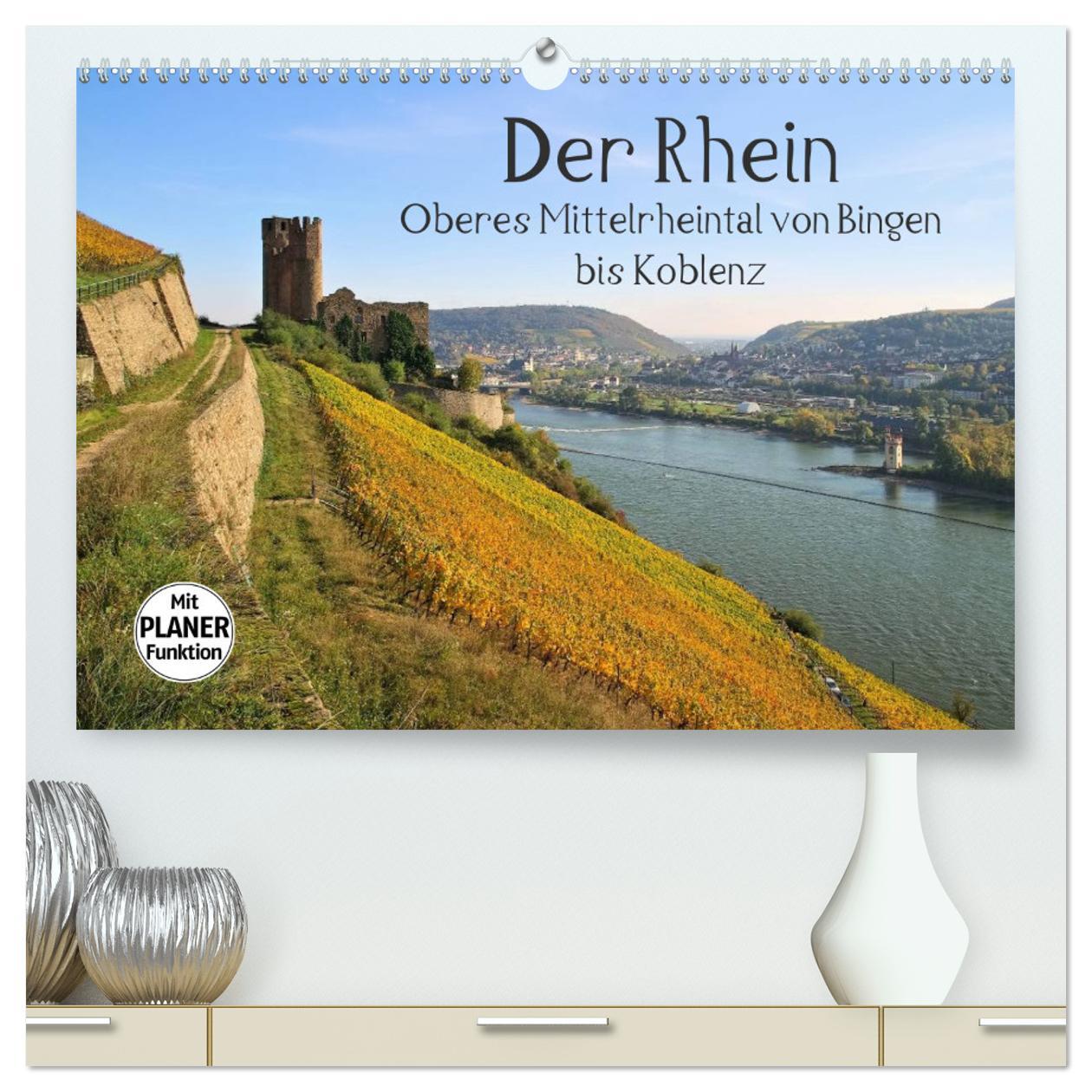 Calendrier/agenda Der Rhein. Oberes Mittelrheintal von Bingen bis Koblenz (hochwertiger Premium Wandkalender 2024 DIN A2 quer), Kunstdruck in Hochglanz LianeM