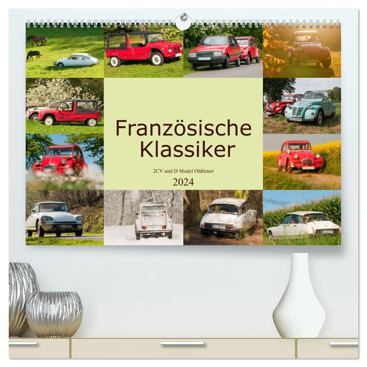 Kalender/Terminbuch Französische Klassiker - 2CV und D Modell Oldtimer (hochwertiger Premium Wandkalender 2024 DIN A2 quer), Kunstdruck in Hochglanz Meike Bölts