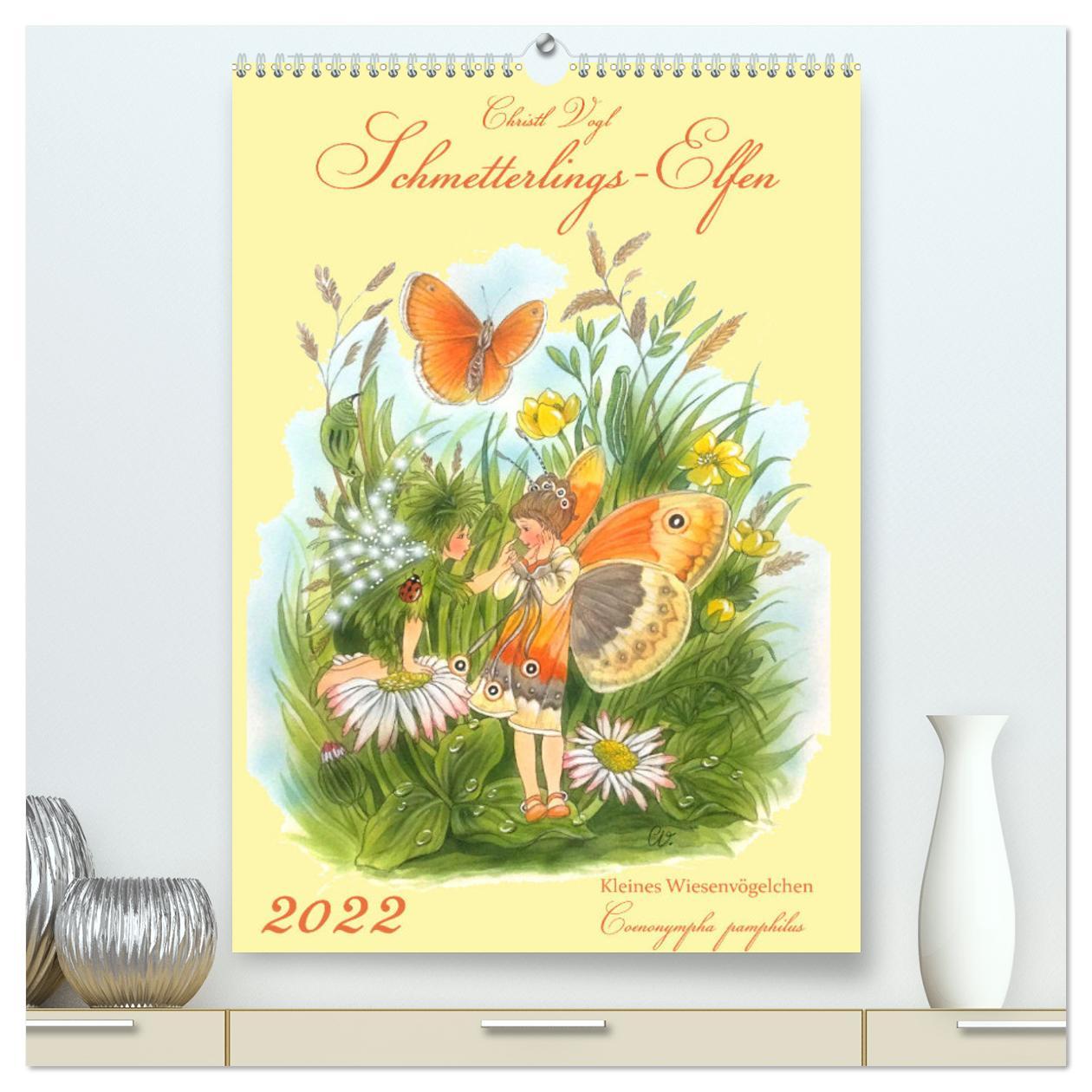 Kalendář/Diář Schmetterlings-Elfen (hochwertiger Premium Wandkalender 2024 DIN A2 hoch), Kunstdruck in Hochglanz Christl Vogl