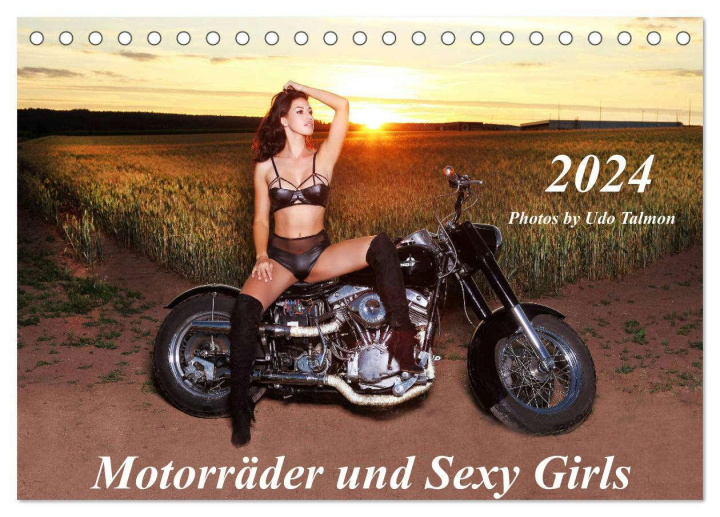 Kalendár/Diár Motorräder und Sexy Girls (Tischkalender 2024 DIN A5 quer), CALVENDO Monatskalender Udo Talmon