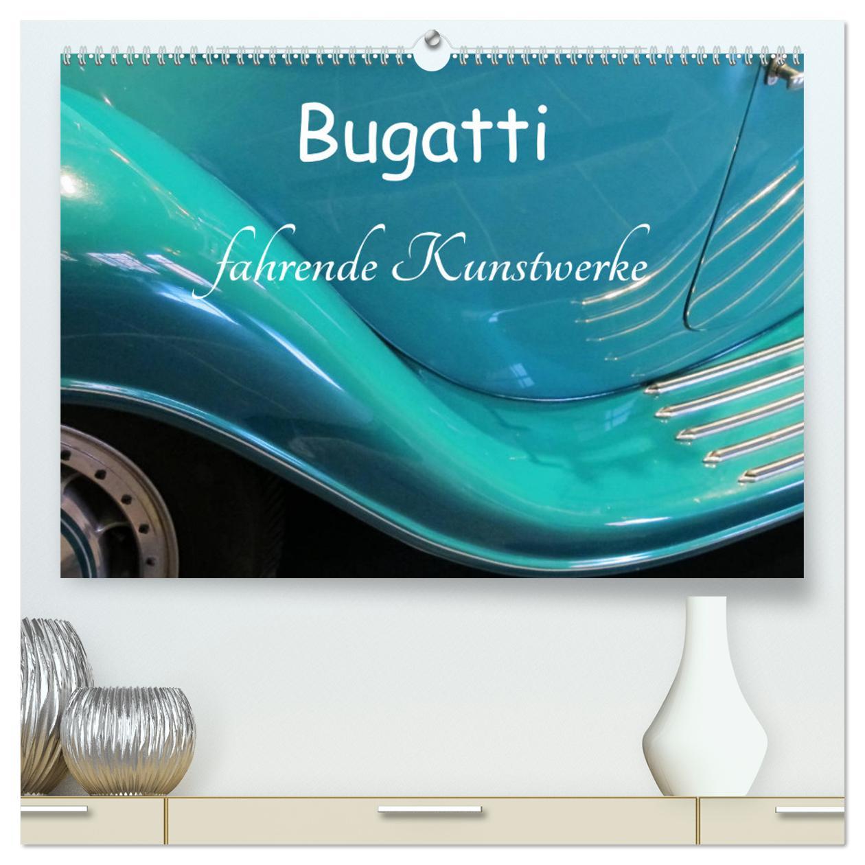 Kalendar/Rokovnik Bugatti - fahrende Kunstwerke (hochwertiger Premium Wandkalender 2024 DIN A2 quer), Kunstdruck in Hochglanz Arie Wubben