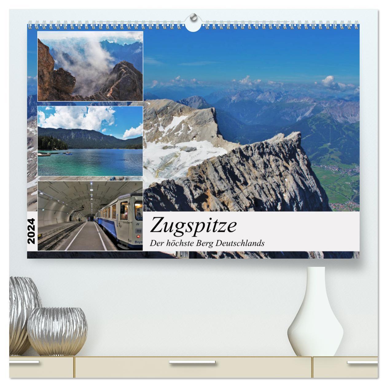 Kalendář/Diář Zugspitze - Der höchste Berg Deutschlands (hochwertiger Premium Wandkalender 2024 DIN A2 quer), Kunstdruck in Hochglanz TakeTheShot