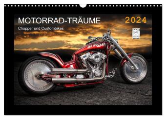 Naptár/Határidőnapló Motorrad-Träume - Chopper und Custombikes (Wandkalender 2024 DIN A3 quer), CALVENDO Monatskalender Michael Pohl