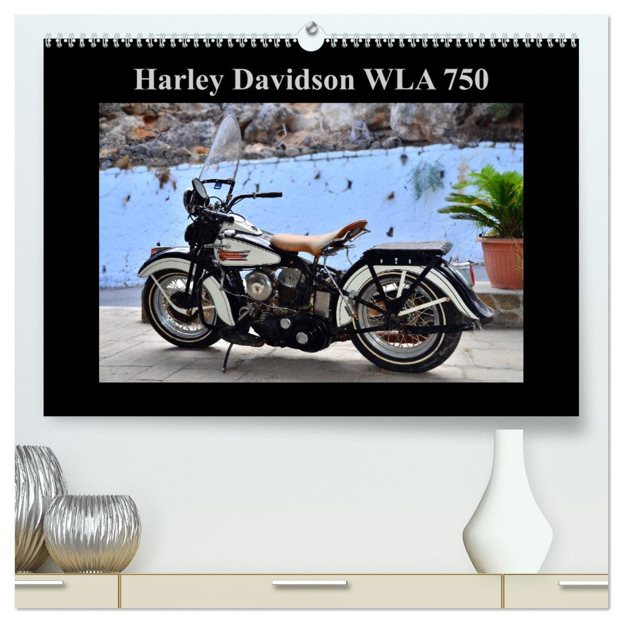 Naptár/Határidőnapló Harley Davidson WLA 750 (hochwertiger Premium Wandkalender 2024 DIN A2 quer), Kunstdruck in Hochglanz Ingo Laue