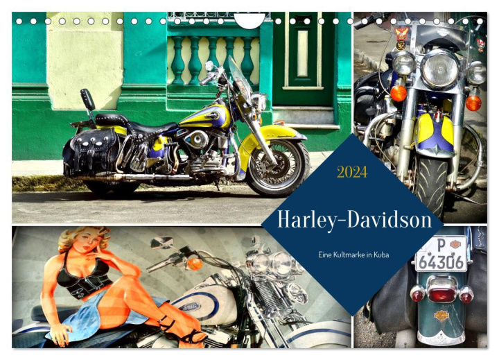 Календар/тефтер Harley-Davidson - Eine Kultmarke in Kuba (Wandkalender 2024 DIN A4 quer), CALVENDO Monatskalender Henning von Löwis of Menar
