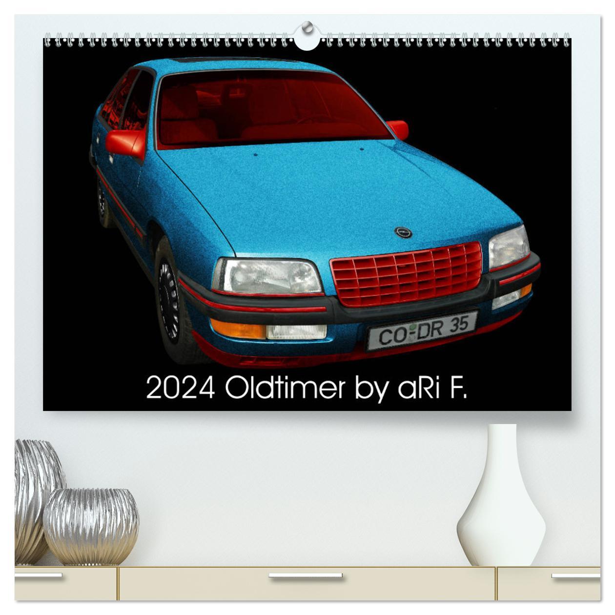 Kalendár/Diár 2024 Oldtimer by aRi F. (hochwertiger Premium Wandkalender 2024 DIN A2 quer), Kunstdruck in Hochglanz F