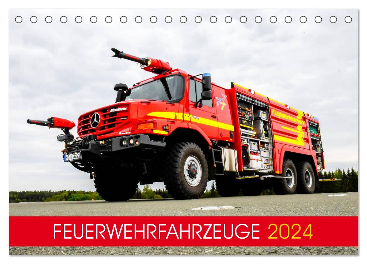 Календар/тефтер Feuerwehrfahrzeuge (Tischkalender 2024 DIN A5 quer), CALVENDO Monatskalender MH CONNECT 112 Marcus Heinz