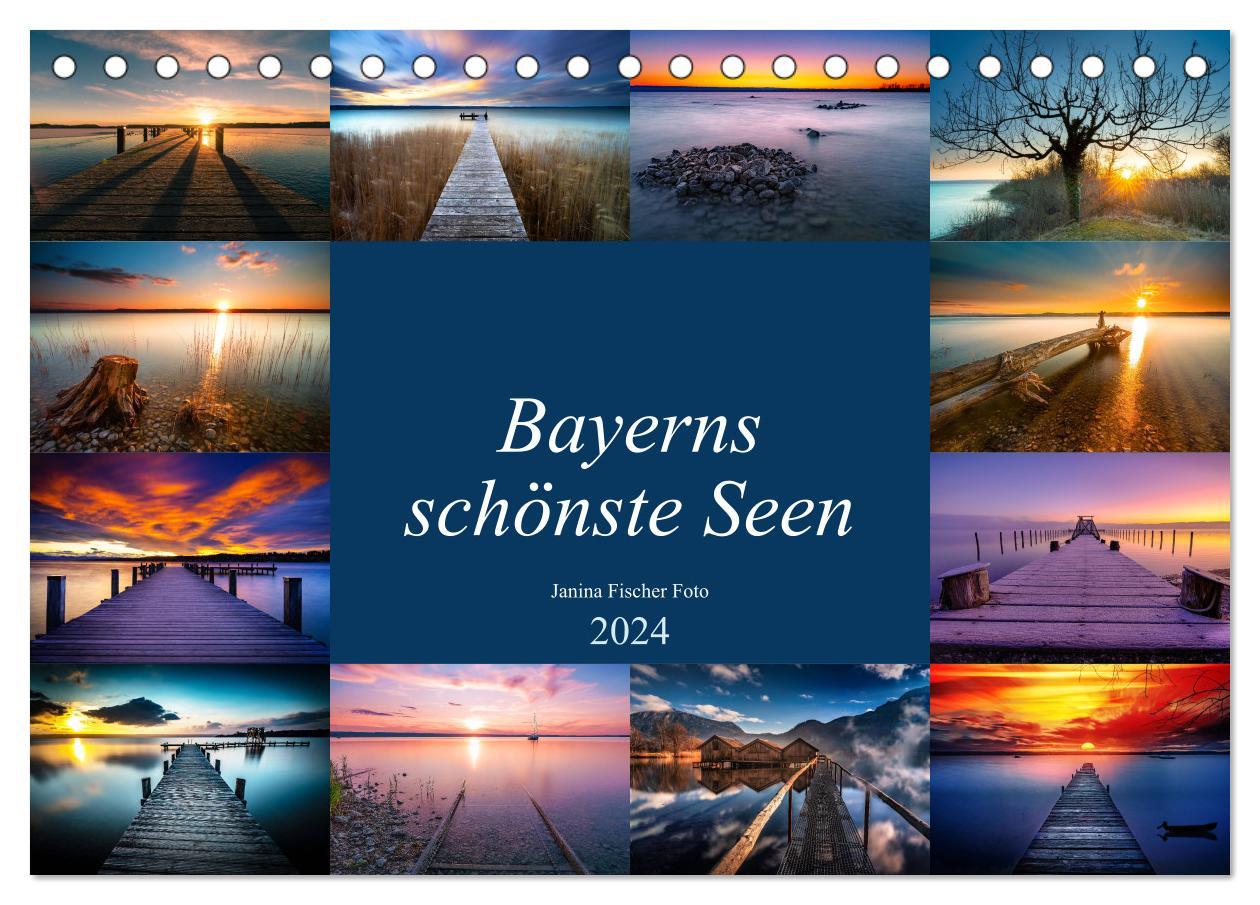 Kalendář/Diář Schöne Seen in Bayern (Tischkalender 2024 DIN A5 quer), CALVENDO Monatskalender Janina Fischer