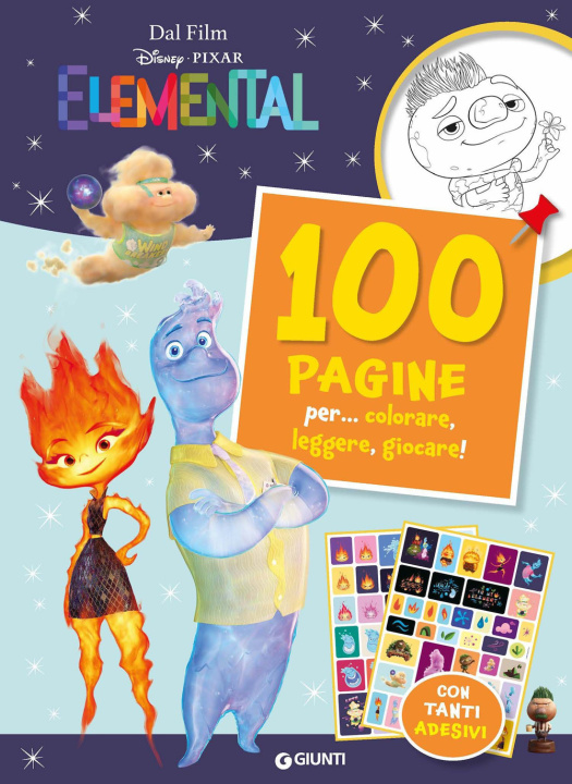 Книга 100 pagine per... colorare, leggere, giocare! Elemental. Sticker special color 
