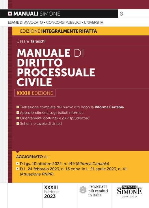 Книга Manuale di diritto processuale civile Taraschi Cesare
