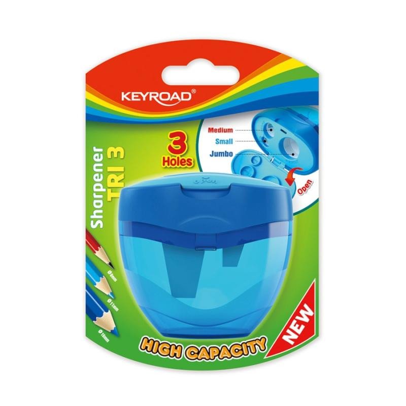 Papírenské zboží Keyroad Ořezávátko TRI Plus, plast - modré 