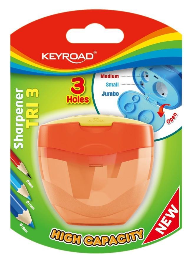 Papírenské zboží Keyroad Ořezávátko TRI Plus, plast - oranžové 