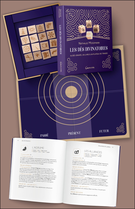 Kniha Les Dés divinatoires - 16 dés gravés, 1 livre & 1 plateau de tirages - Coffret Mossmann