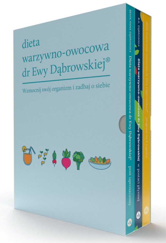 Kniha Dieta warzywno-owocowa dr Ewy Dąbrowskiej Komplet 3 książek Borkowska Paulina