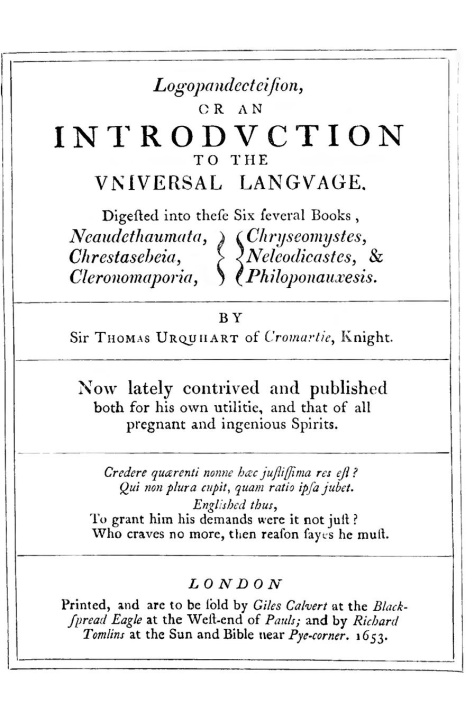Knjiga Logopandecteision Sir Thomas Urquhart
