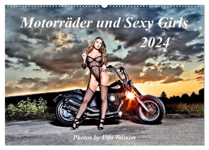 Kalender/Terminbuch Motorräder und Sexy Girls (Wandkalender 2024 DIN A2 quer), CALVENDO Monatskalender Udo Talmon