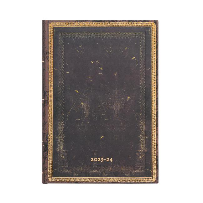 Calendar/Diary Paperblanks 2024 Arabica Old Leather Collection 18-Month MIDI Horiztonal Elastic Band Closure 208 Pg 80 GSM 