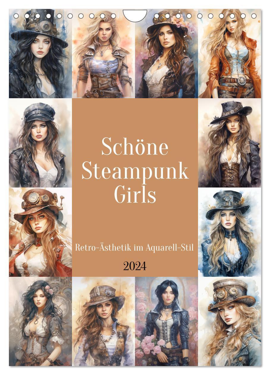 Calendar / Agendă Schöne Steampunk Girls. Retro-Ästhetik im Aquarell-Stil (Wandkalender 2024 DIN A4 hoch), CALVENDO Monatskalender Rose Hurley