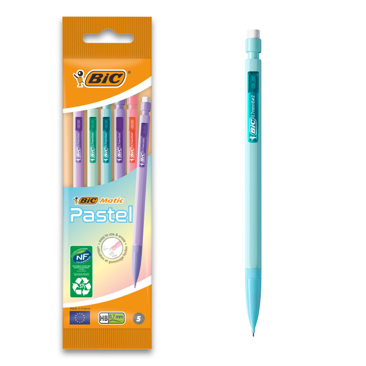 Book Ołówek automatyczny HB z gumką BIC Matic Pastel 0.7mm Pouch 5szt 