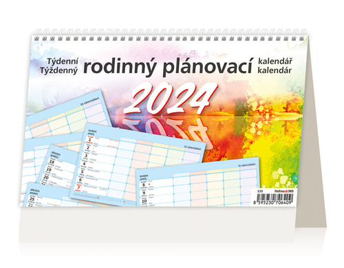 Naptár/Határidőnapló Týdenní rodinný plánovací kalendář - stolní kalendář 2024 