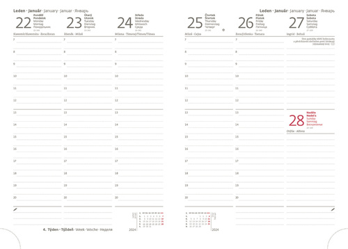 Kalendarz/Pamiętnik Diář 2024 Náhradní náplň diář A5 L - 423 týdenní 