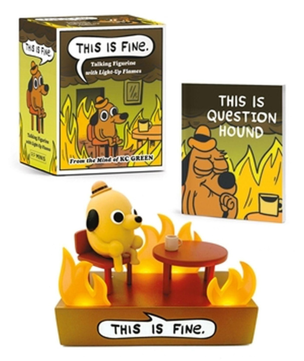 Carte THIS IS FINE TALKING FIGURINE GREEN KC