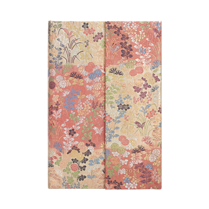 Kalender/Terminbuch Paperblanks French 2024 DP Kara-Ori Japanese Kimono 12-Month Mini Horizontal Wrap Closure 160 Pg 100 GSM 