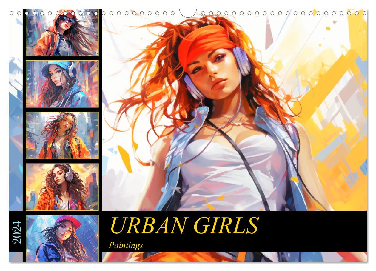 Naptár/Határidőnapló Urban Girls. Paintings (Wandkalender 2024 DIN A3 quer), CALVENDO Monatskalender 