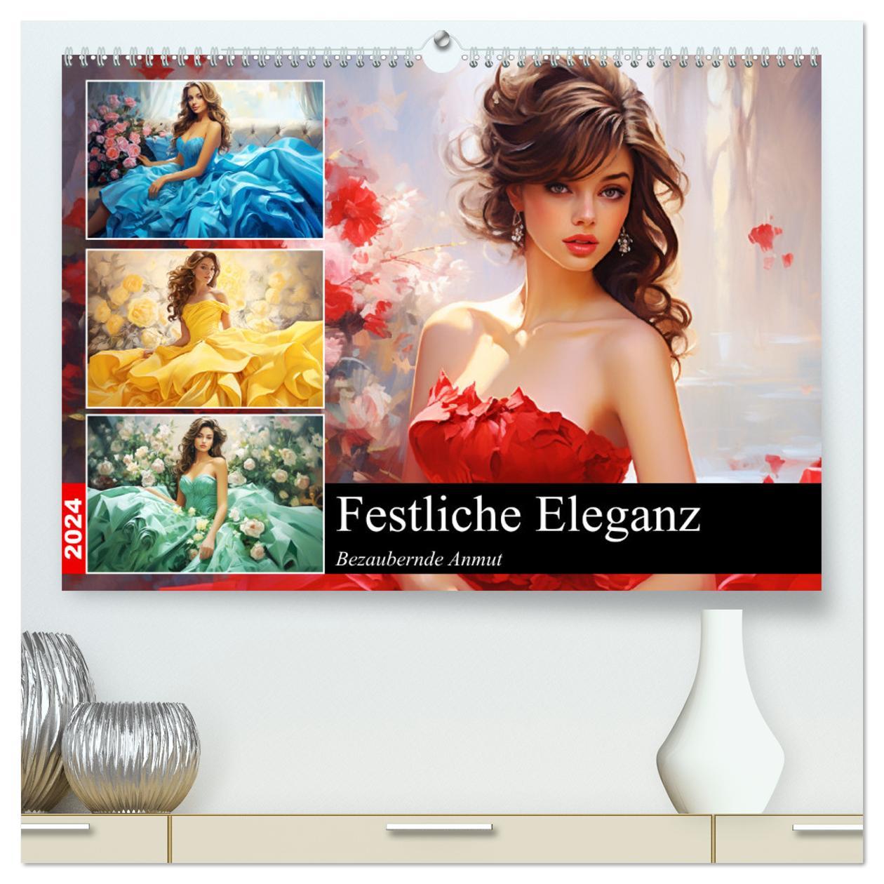 Kalendář/Diář Festliche Eleganz. Bezaubernde Anmut (hochwertiger Premium Wandkalender 2024 DIN A2 quer), Kunstdruck in Hochglanz 