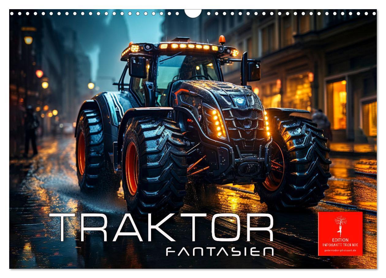 Naptár/Határidőnapló Traktor Fantasien (Wandkalender 2024 DIN A3 quer), CALVENDO Monatskalender 