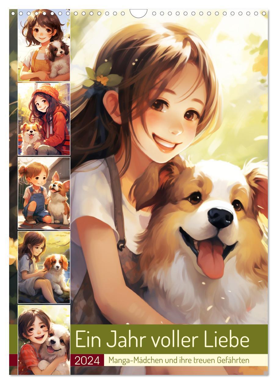 Calendar / Agendă Ein Jahr voller Liebe. Manga-Mädchen und ihre treuen Gefährten (Wandkalender 2024 DIN A3 hoch), CALVENDO Monatskalender 