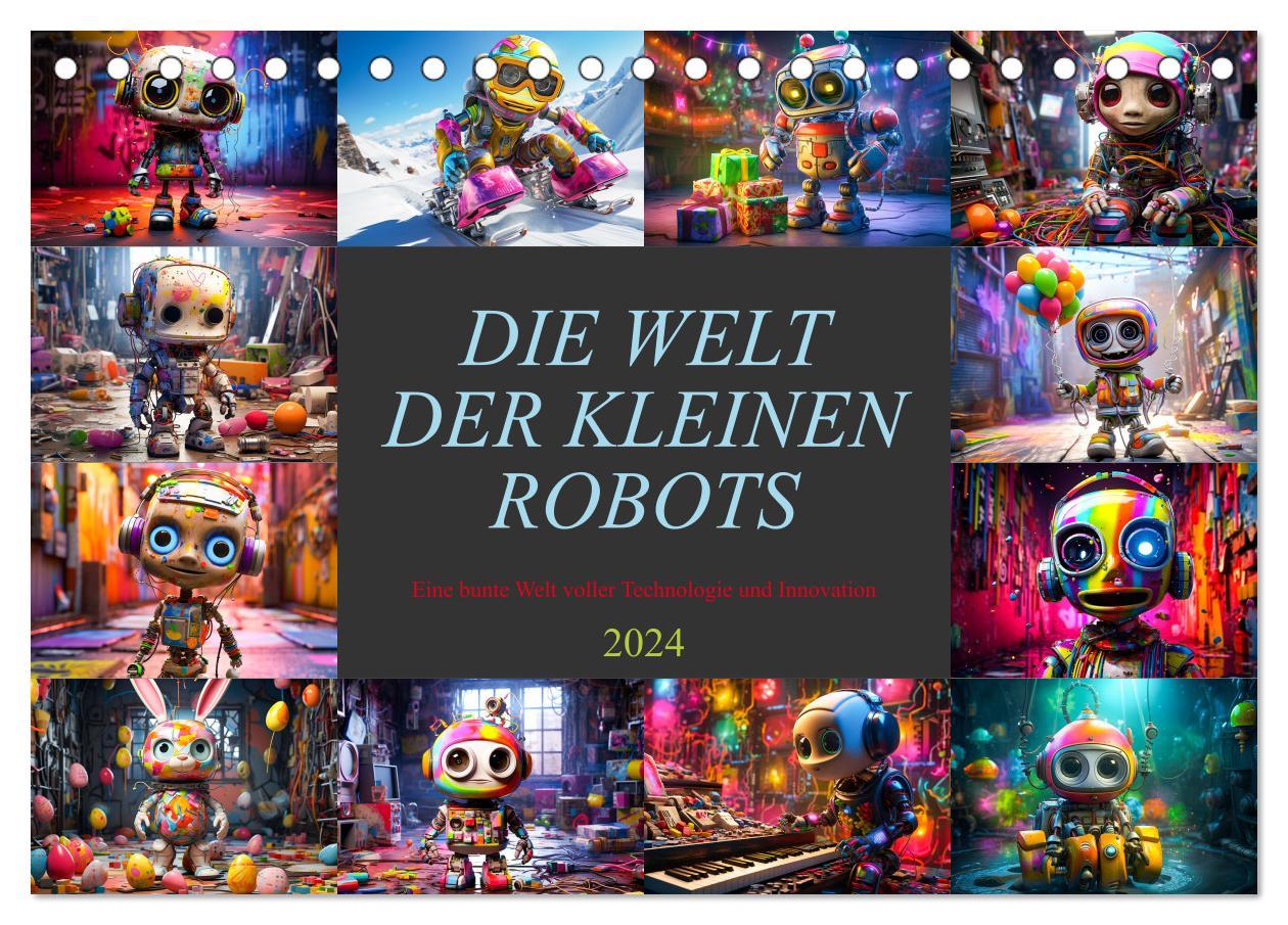 Calendar / Agendă Die Welt der kleinen Robots (Tischkalender 2024 DIN A5 quer), CALVENDO Monatskalender 
