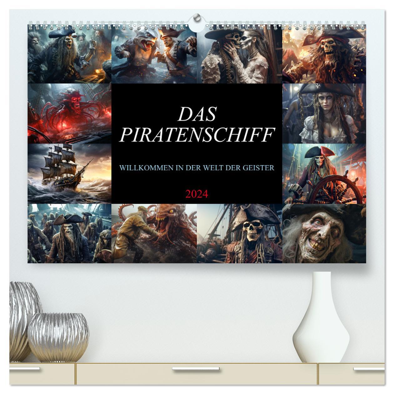 Calendar / Agendă Das Piratenschiff - Willkommen in der Welt der Geister (hochwertiger Premium Wandkalender 2024 DIN A2 quer), Kunstdruck in Hochglanz 