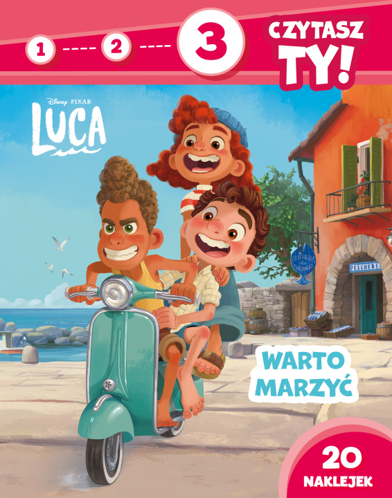 Kniha 1 2 3 czytasz ty! Poziom 3 Warto marzyć Disney Pixar Luca 
