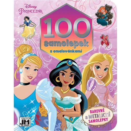Книга 100 samolepek s omalovánkami Disney Princezny 