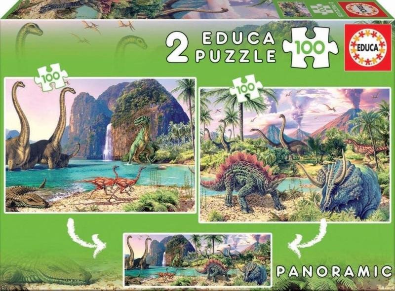 Hra/Hračka Puzzle Panorama Dinosauří svět 2x100 dílků 