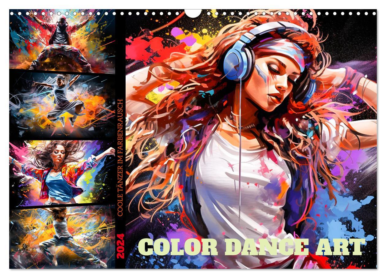 Kalendarz/Pamiętnik Color Dance Art (Wandkalender 2024 DIN A3 quer), CALVENDO Monatskalender 