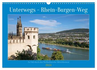 Kalendár/Diár Unterwegs - Rhein-Burgen-Weg (Wandkalender 2024 DIN A3 quer), CALVENDO Monatskalender Alexander Ludwig