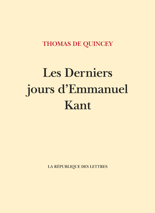 Buch Les Derniers Jours d'Emmanuel Kant Thomas de Quincey