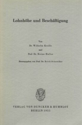 Книга Lohnhöhe und Beschäftigung. Wilhelm Krelle