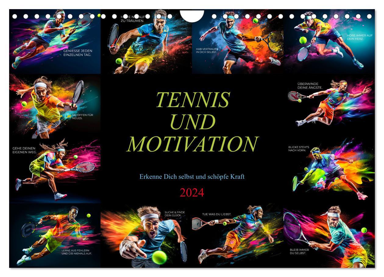 Calendar / Agendă Tennis und Motivation (Wandkalender 2024 DIN A4 quer), CALVENDO Monatskalender 