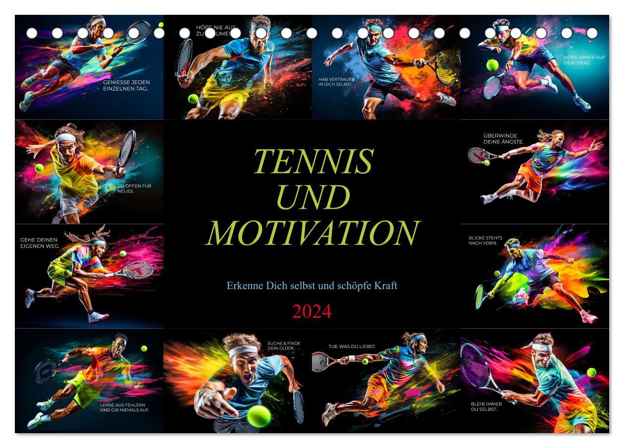 Calendar / Agendă Tennis und Motivation (Tischkalender 2024 DIN A5 quer), CALVENDO Monatskalender 