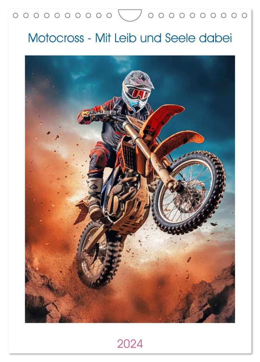 Naptár/Határidőnapló Motocross - Mit Leib und Seele dabei (Wandkalender 2024 DIN A4 hoch), CALVENDO Monatskalender 