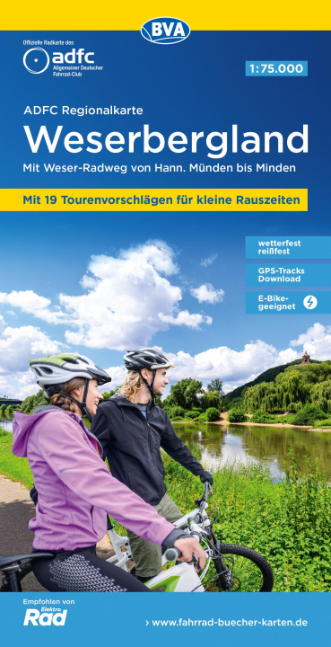 Έντυπα ADFC-Regionalkarte Weserbergland, 1:75.000, mit Tagestourenvorschlägen, reiß- und wetterfest, E-Bike-geeignet, GPS-Tracks Download BVA BikeMedia GmbH