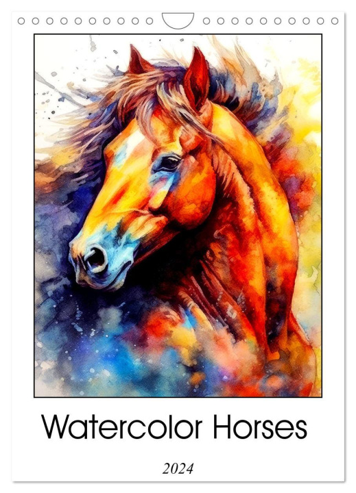 Naptár/Határidőnapló Watercolor Horses (Wall Calendar 2024 DIN A4 portrait), CALVENDO 12 Month Wall Calendar 